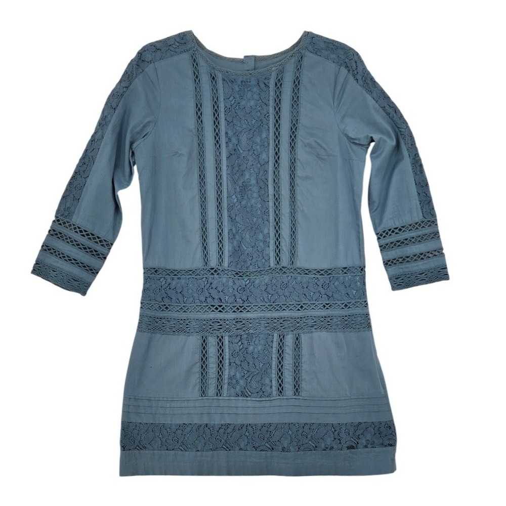 Abercrombie & Fitch Blue Lace Crochet‎ Dress Boho Button Back SMALL Cottagecore